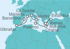 Itinerario del Crucero Islas Griegas, Francia y Turquía desde Barcelona - Princess Cruises
