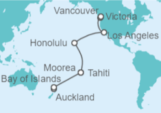 Itinerario del Crucero Travesía por Tahití, Hawai y el Pacífico Sur - Princess Cruises