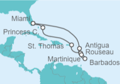 Itinerario del Crucero Vacaciones en el Caribe Sur con Martinica - Princess Cruises