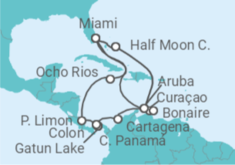 Itinerario del Crucero Curaçao, Colombia, Panamá, Costa Rica, Estados Unidos (EE.UU.), Aruba - Holland America Line