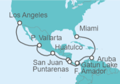 Itinerario del Crucero  Canal de Panamá - Océano a Océano - Princess Cruises