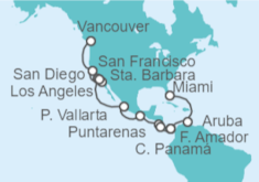 Itinerario del Crucero Canal de Panamá y costa del Pacífico - Princess Cruises