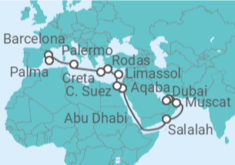 Itinerario del Crucero Desde Dubái (EAU) a Palma de Mallorca - AIDA