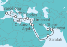 Itinerario del Crucero De Abu Dhabi a Barcelona - AIDA