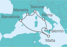 Itinerario del Crucero Italia, Malta, España, Francia - Costa Cruceros