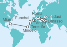 Itinerario del Crucero Gran Aventura del Mediterráneo y Transatlántico - Princess Cruises