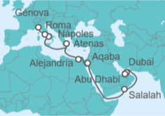 Itinerario del Crucero De Oriente a Europa - Costa Cruceros