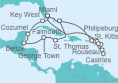 Itinerario del Crucero Descubriendo el Caribe - Holland America Line