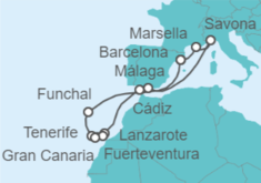 Itinerario del Crucero Sabores exóticos y paisajes lunares  - Costa Cruceros