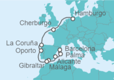 Itinerario del Crucero España, Gibraltar, Portugal, Francia - AIDA