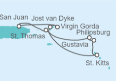 Itinerario del Crucero Islas Vírgenes - EEUU, Saint Maarten, Guadalupe, Islas Vírgenes - Reino Unido - WindStar Cruises