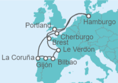 Itinerario del Crucero Francia, España - AIDA