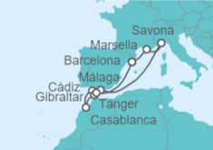 Itinerario del Crucero Francia, Italia, España, Marruecos, Gibraltar - Costa Cruceros