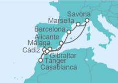 Itinerario del Crucero Francia, Italia, España, Marruecos y Gibraltar - Costa Cruceros