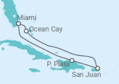 Itinerario del Crucero Caribe Oriental y Miami - MSC Cruceros