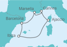 Itinerario del Crucero Seducción francesa y noches de Ibiza - Virgin Voyages