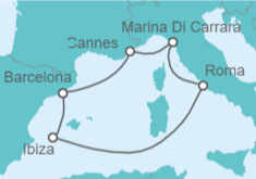 Itinerario del Crucero Barcelona a Cannes, Roma y más - Virgin Voyages