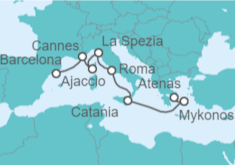 Itinerario del Crucero Del Antiguo Egeo al Mediterráneo Moderno  - Virgin Voyages