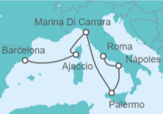 Itinerario del Crucero Ardientes de España e Italia - Virgin Voyages