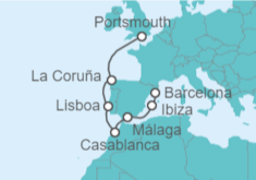 Itinerario del Crucero De Portsmouth a Lisboa, Casablanca y España - Virgin Voyages