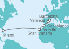 Itinerario del Crucero De Miami a Casablanca y Barcelona - Virgin Voyages