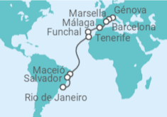 Itinerario del Crucero Francia, España, Portugal, Brasil - MSC Cruceros