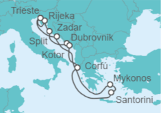 Itinerario del Crucero Islas Griegas: Santorini, Mikonos y Croacia - NCL Norwegian Cruise Line