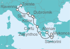 Itinerario del Crucero Islas Griegas: Santorini, Miconos y Croacia - NCL Norwegian Cruise Line