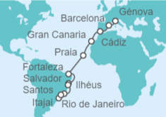 Itinerario del Crucero Desde Génova (Italia) a Santos (Sao Paulo) - Costa Cruceros