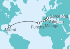 Itinerario del Crucero Transatlántico de Miami al Mediterráneo - Virgin Voyages
