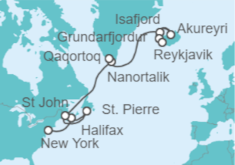 Itinerario del Crucero Canadá, Groenlandia, Islandia - NCL Norwegian Cruise Line