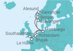 Itinerario del Crucero Metrópolis y Fiordos Noruegos - AIDA