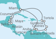 Itinerario del Crucero Aruba, Curaçao, Santa Lucía, Guadalupe, Islas Vírgenes - Reino Unido, Estados Unidos (EE.UU.), Pa... - Oceania Cruises