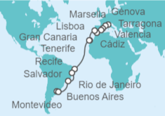 Itinerario del Crucero Desde Génova (Italia) a Montevideo (Uruguay) - MSC Cruceros