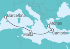 Itinerario del Crucero De Barcelona a Malta y Grecia - Virgin Voyages