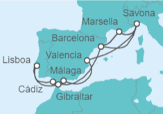 Itinerario del Crucero España, Italia, Francia, Gibraltar - Costa Cruceros