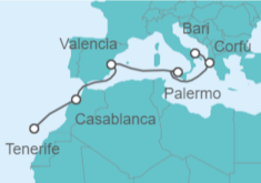 Itinerario del Crucero Marruecos, España, Italia, Grecia - MSC Cruceros