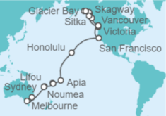 Itinerario del Crucero De Vancouver a Sídney - Cunard