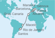 Itinerario del Crucero Brasil, España, Francia - MSC Cruceros