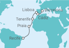 Itinerario del Crucero Cabo Verde, España, Portugal - Costa Cruceros