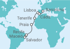 Itinerario del Crucero Brasil, Cabo Verde, España, Portugal - Costa Cruceros