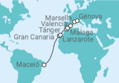 Itinerario del Crucero España, Francia - MSC Cruceros