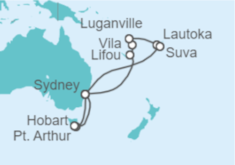 Itinerario del Crucero Australia, Vanuatu, Fiji - Cunard