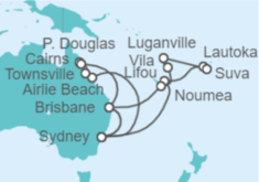 Itinerario del Crucero Australia, Fiji, Vanuatu, Nueva Caledonia - Cunard