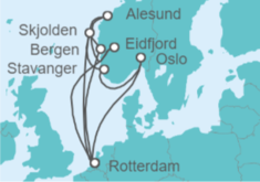 Itinerario del Crucero Fiordos noruegos con Sognefjord y Nordfjord - Holland America Line