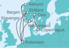 Itinerario del Crucero Fiordos Noruegos con Nordfjord - Holland America Line