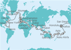 Itinerario del Crucero Vuelta al mundo - Oceania Cruises