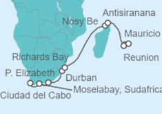Itinerario del Crucero Sudáfrica y Madagascar - NCL Norwegian Cruise Line