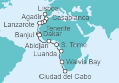 Itinerario del Crucero Marruecos, Islas Canarias y Namibia - NCL Norwegian Cruise Line