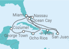 Itinerario del Crucero Puerto Rico, Estados Unidos (EE.UU.), Bahamas, Jamaica, Islas Caimán, México - MSC Cruceros